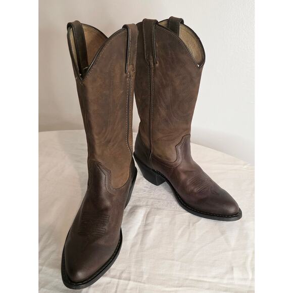 Durango Women's Western Cowgirl Rodeo Brown Leather Boots Size 7.5 M Line Dance - Picture 1 of 5